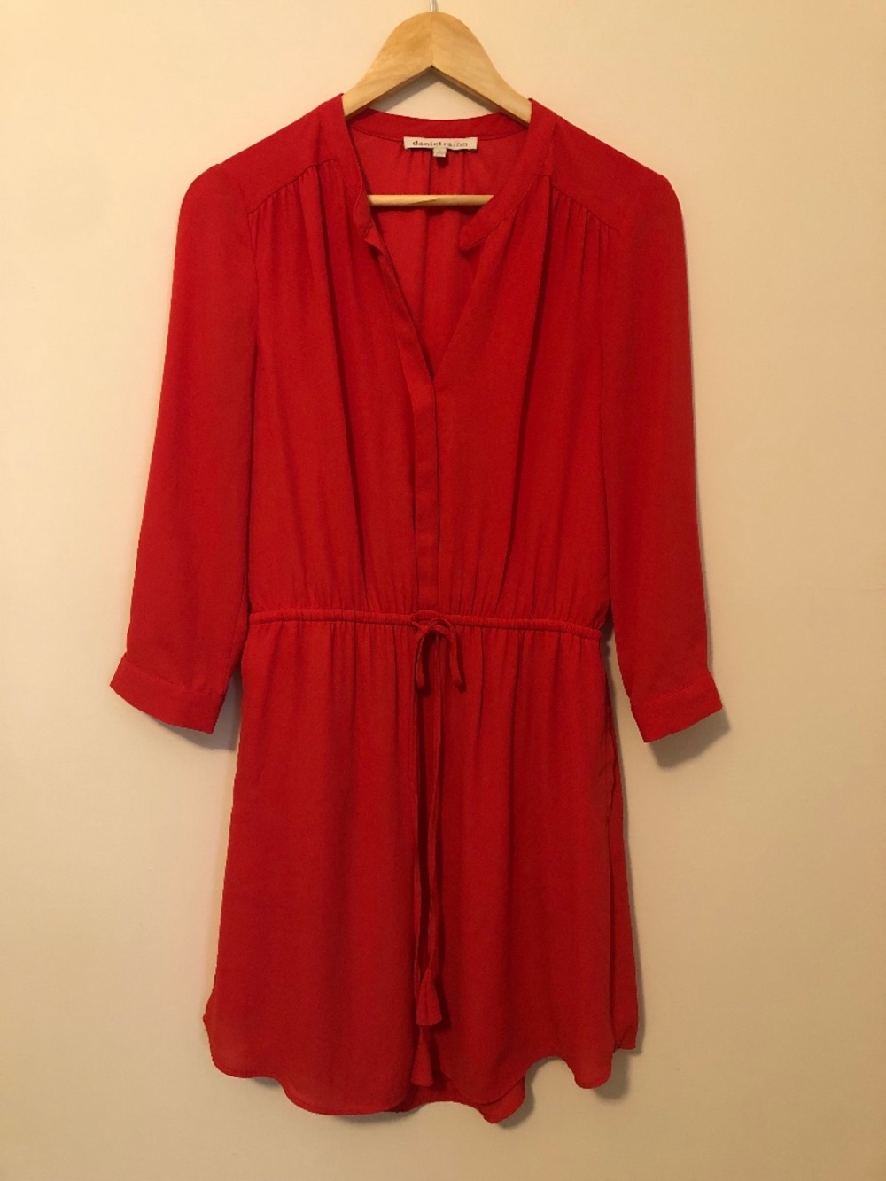Daniel Rainn Y2K V-Neck Button 3/4” Sleeve Mini Chiffon Dress - Small